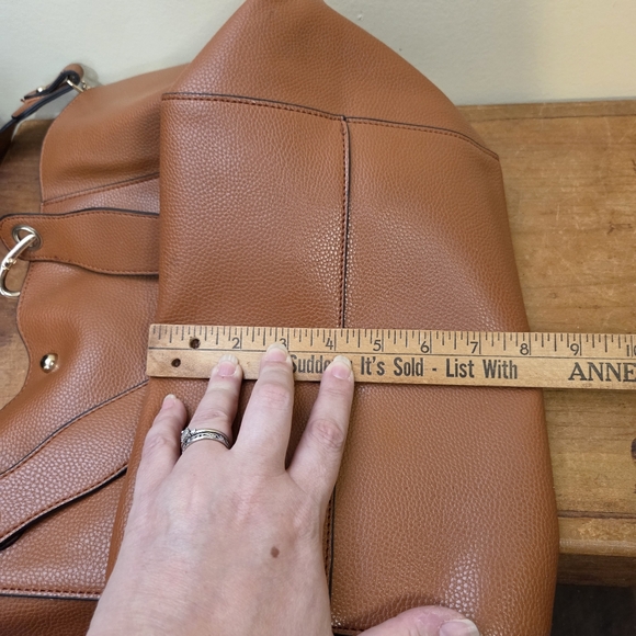 Large Chocolate Brown Faux Leather Tote Bag - Picture 11 of 13